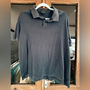 Men's Banana Republic Dark Navy with White Swiss Dots Polo Shirt Size L